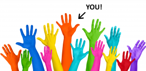 Hands raised to volunteer with LifeRing