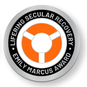 Image of LifeRing Secular Recovery Emily Marcus Award of Excellence pin