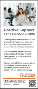 Image of front cover of LifeRing Secular Recovery informational pamphlet for healthcare professionals and treatment specialists